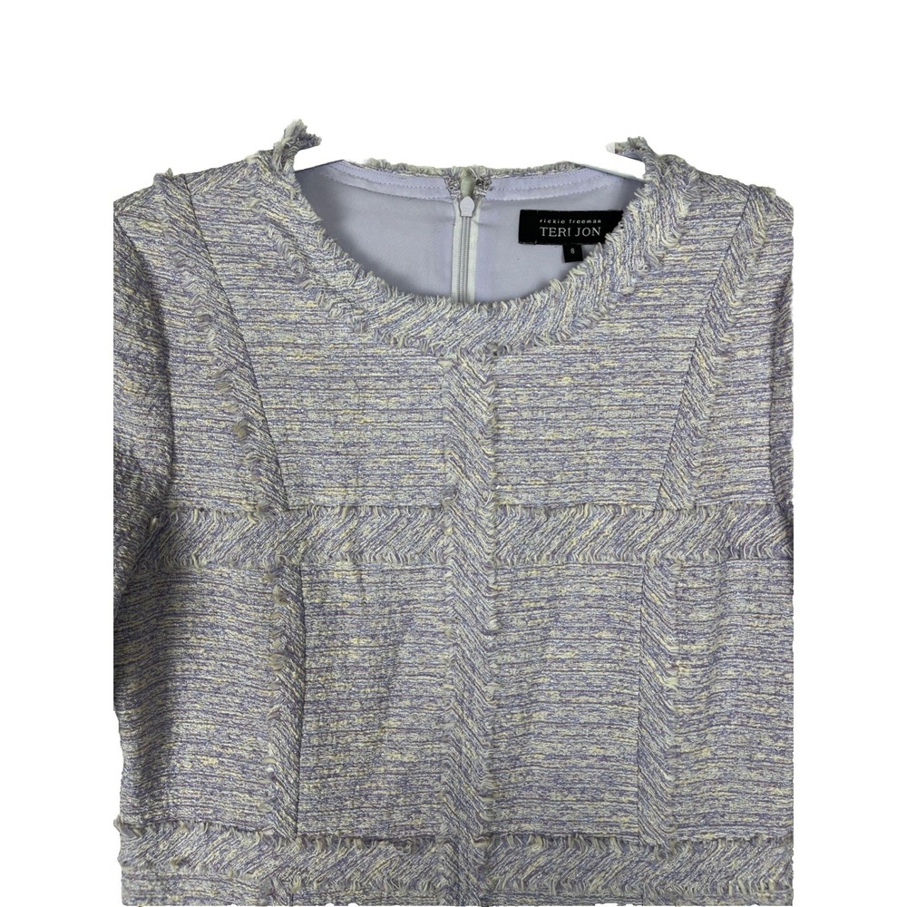 Teri Jon by‎ Rickie Freeman Metallic Tweed Geo Stripe Dress Womens Size 8 - Picture 2 of 11